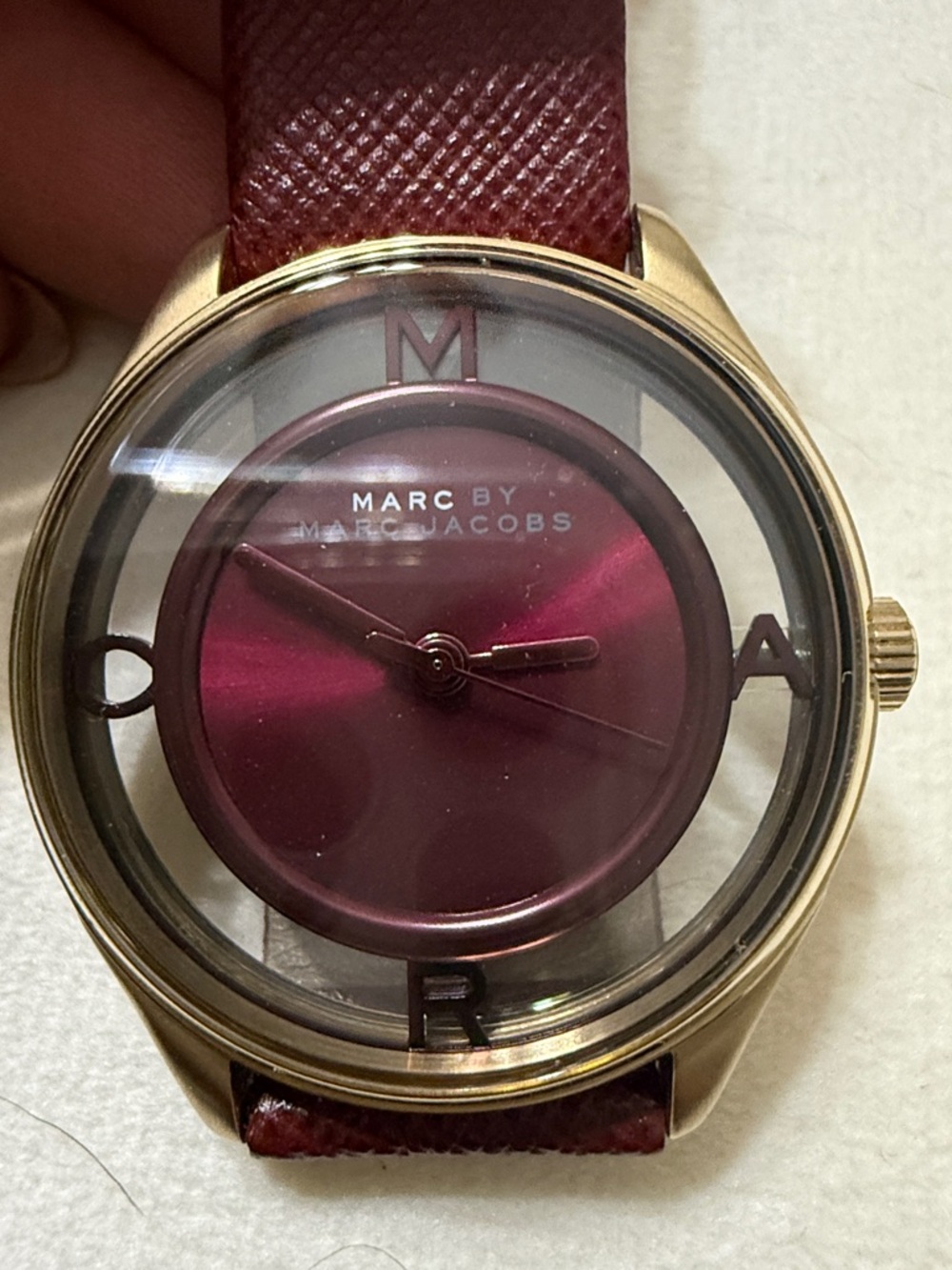 Marc by Marc Jacobs Gold-Tone Case with Burgundy Dial and Strap